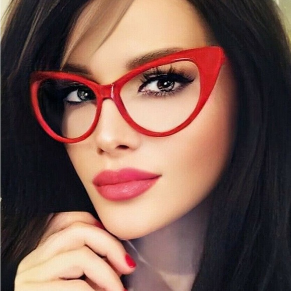 RED VINTAGE LOOK CAT EYE  FRAME BLUE LIGHT BLOCKING GLASSES.…NEW - Picture 1 of 12